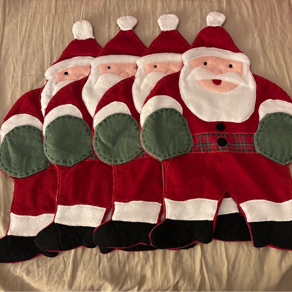 Pottery Barn Kids Lot of 4 Santa Placemats